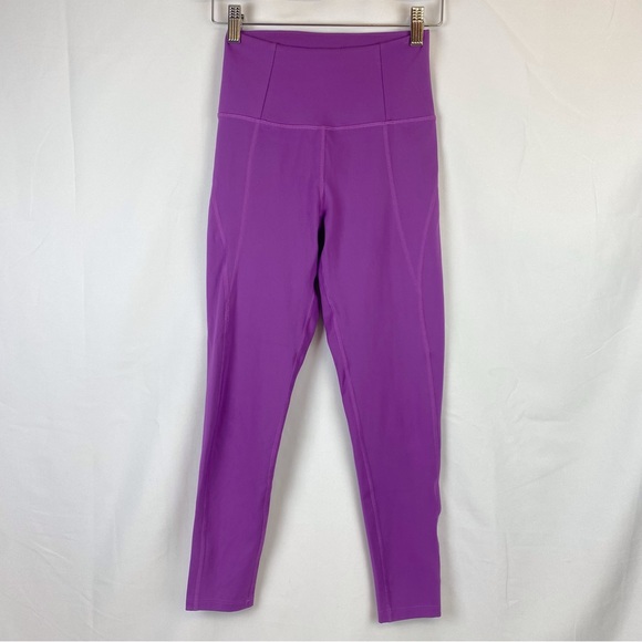 Girlfriend Collective High-Rise Compression Leggings- Purple Wildflower - Picture 2 of 8